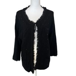 My Favorite Things Colleen Lopez Cardigan Sweater Size XL Black Sequins Open